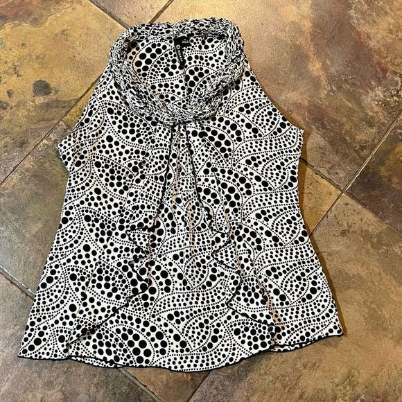 Milano Crape Halter Neck Polka Dot Blouse Tank Top Medium - Picture 3 of 9